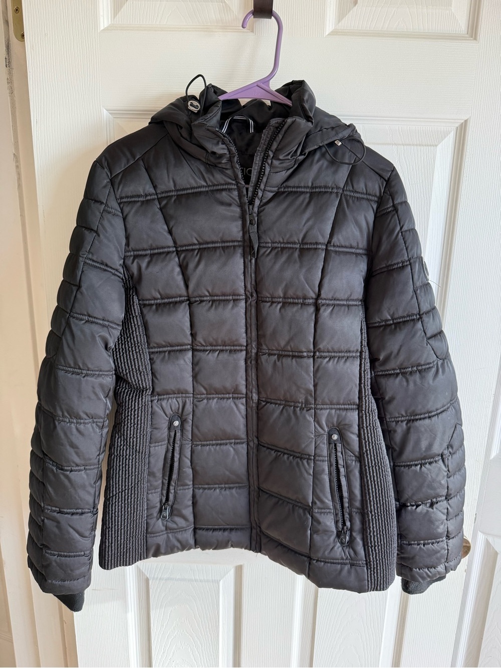 Nautica Black Quilted Puffer Jacket With Removable Hood